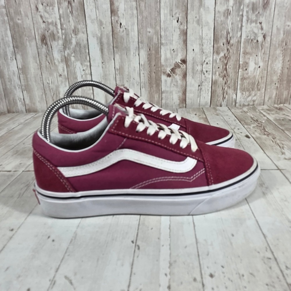 Vans Old Skool Burgundy Suede Canvas Low Top Sneakers Womens 7 Mens 5.5